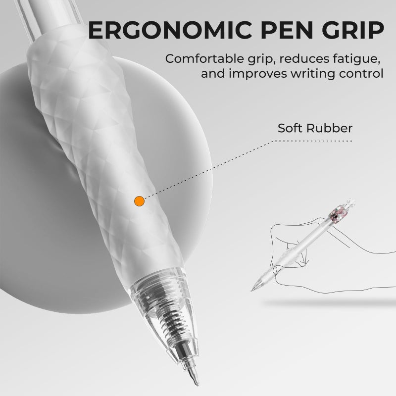 JIMMIDDA 8 Pcs Gel Pens - 0.7mm Fidget Rotating Black Ink Fine Point Smooth Writing - Soft Grip Quick-dry Gel Pens for Journaling, Cute School & Office Supplies for Women Men - Image 5